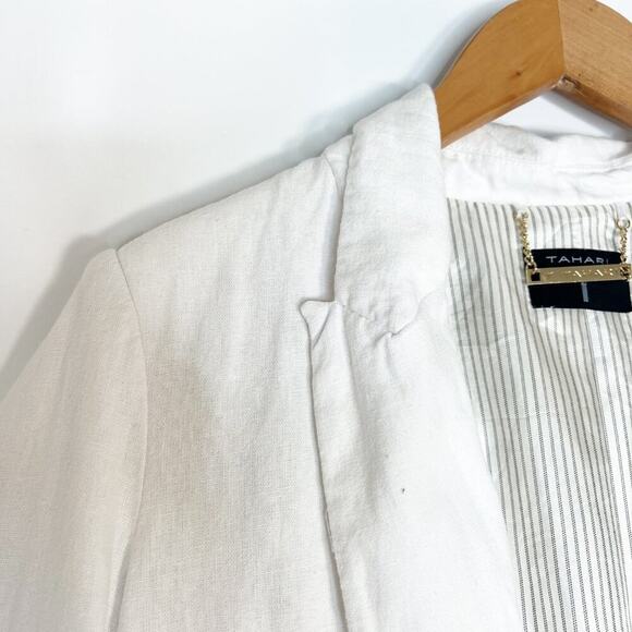Tahari White Linen Blend Oversized Blazer Jacket - Picture 7 of 12
